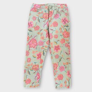 Jones New York Jeans Sz 12 Tan Floral Ankle Length Stylish, Stretch, Casual